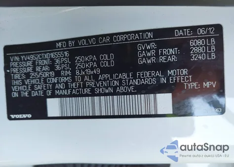 2013 Volvo Xc90 3.2 R-Design/3.2 R-Design Platinum/3.2 R-Design Premier Plus из США, поврежденный, VIN YV4952CTXD1655516